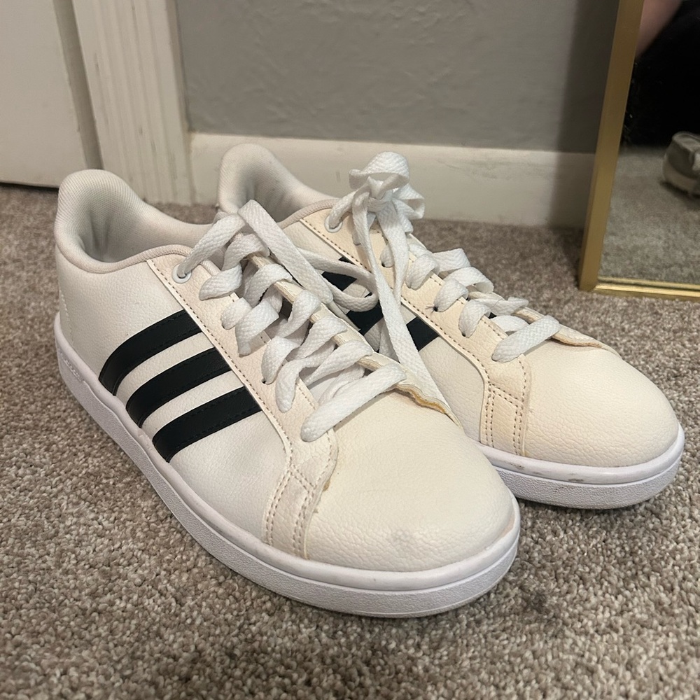 Adidas Cream Sneakers with Black Accents